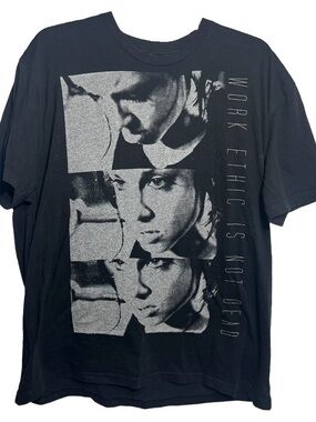 Black T-Shirt "WORK ETHIC IS NOT DEAD" Graphic Print Size Large